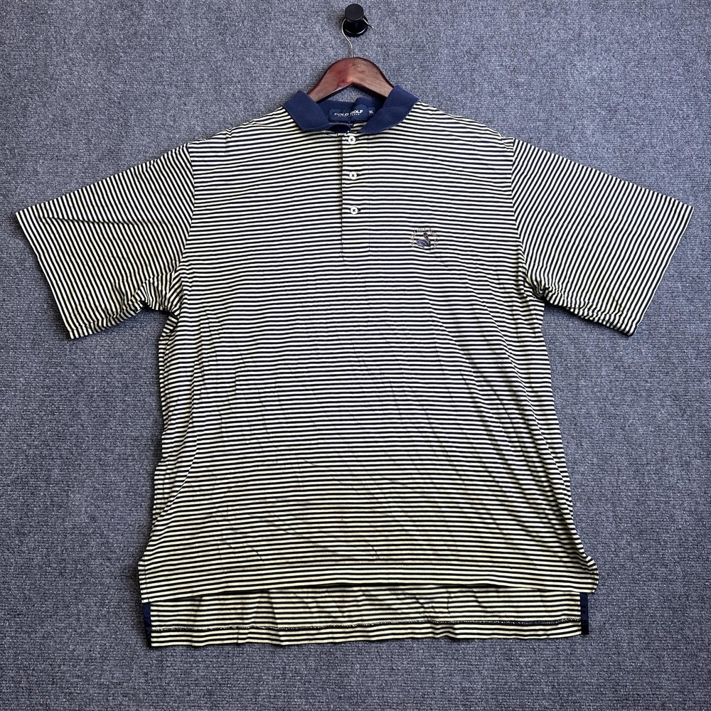Polo‎ Ralph Lauren Polo Shirt Mens XL Blue Striped Pelican Hill Golf Club Logo